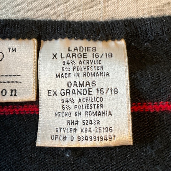 Chic Women's Cardigan - Black, Red, Gold Stripes - Picture 6 of 7